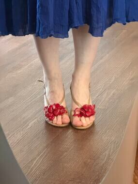 Ballin Italian Leather Floral Strappy Heels Size 8